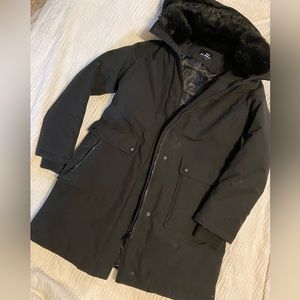 NWOT Sam Edelman black thick winter ski coat w/ fur hood